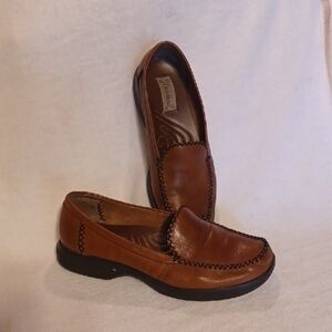 Brown Leather Slip-On Loafers for Women Drexlite Classic Size 8
